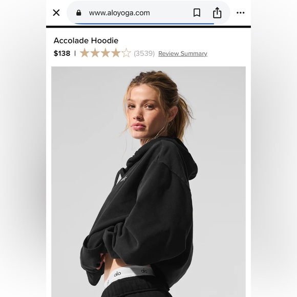 ALO Yoga Accolade Black Hoodie - Picture 2 of 6